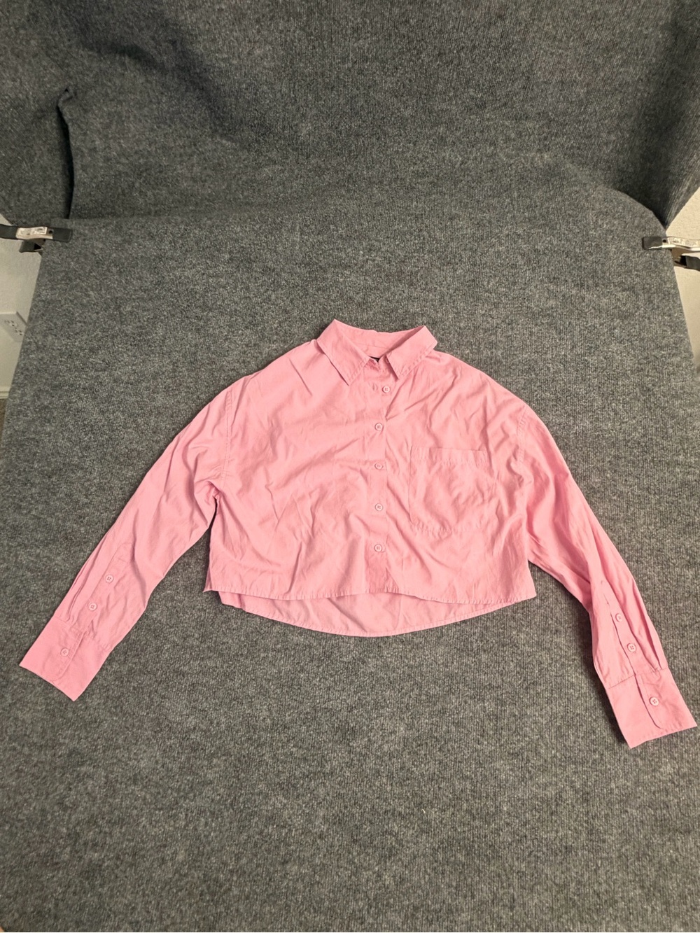 French Connection Pink Cropped Button-Down Shirt